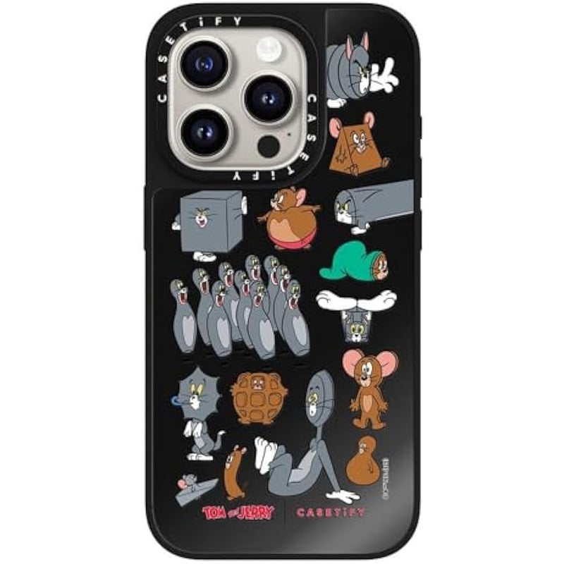 Casetify Mirror Case for iPhone 15 Pro 【Tom and Jerry Colab/Reflective / 4.9ft Drop Protection/Compatible with Magsafe】 - Pattern Sticker - Black on Black - Image 5