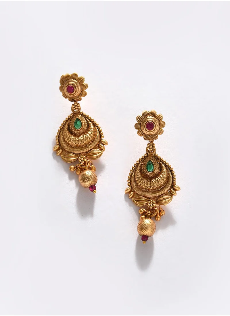 سوهي Stone Studded & Beaded Necklace & Earrings Set