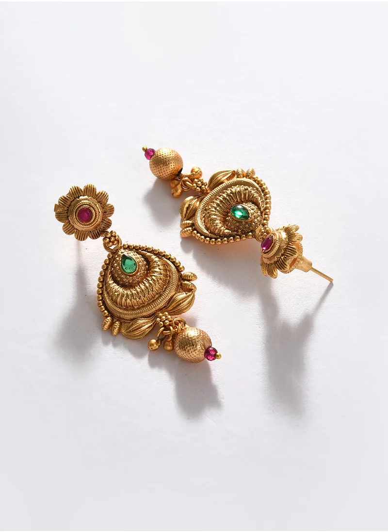 سوهي Stone Studded & Beaded Necklace & Earrings Set