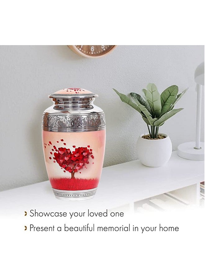 hlc Beautiful Lovely Beautiful Red Heart Cream Keepsake Urn - Keepsake Urn for Human Ashes with 1 Velvet Box Bag - Peaceful Engraved Memorial Affordable Keepsake Urn 10.5 x 6 - Image 3