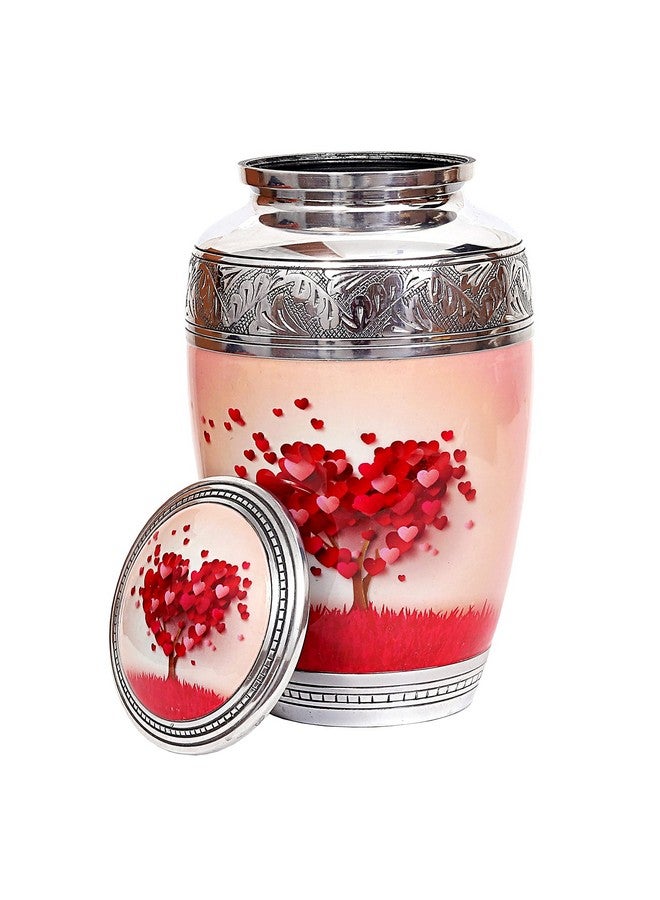 hlc Beautiful Lovely Beautiful Red Heart Cream Keepsake Urn - Keepsake Urn for Human Ashes with 1 Velvet Box Bag - Peaceful Engraved Memorial Affordable Keepsake Urn 10.5 x 6 - Image 5