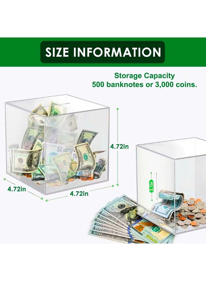 Chase Up Clear Acrylic Piggy Bank for Adults & Kids, Money Saving Box for Cash and Coins, Break to Open, 12 x 12 cm - Image 3