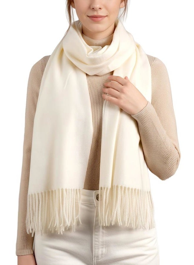 Achillea Warm Cashmere-Feel Winter Scarf – Pashmina Shawl Wrap, Blanket Scarf for Daily Wear, Travel & Cold Weather, Ivory, One size - Image 1