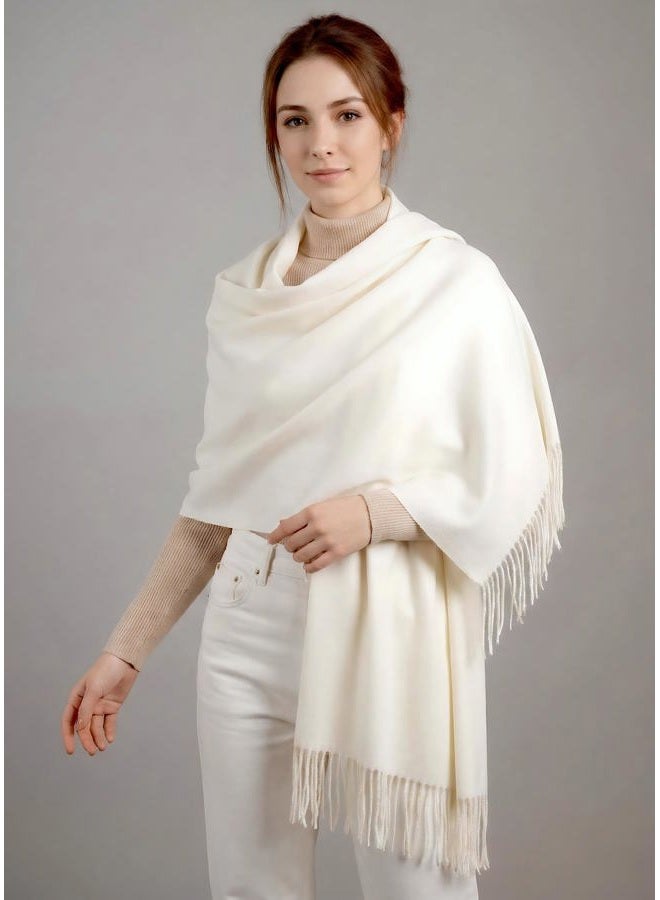 Achillea Warm Cashmere-Feel Winter Scarf – Pashmina Shawl Wrap, Blanket Scarf for Daily Wear, Travel & Cold Weather, Ivory, One size - Image 2