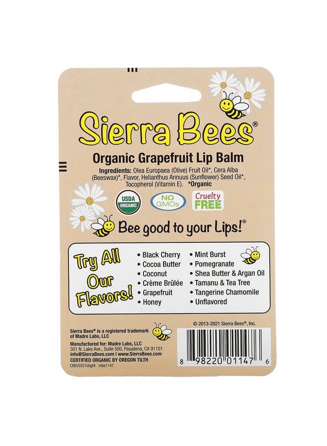 Sierra Bees Organic Lip Balms Grapefruit 4 Pack.15 Oz (4.25 G) Each  - Image 4