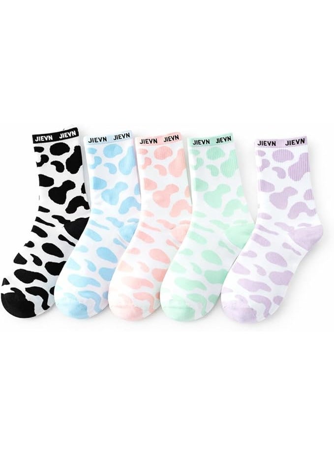 Trendora Women's Cotton Long Socks, Multi Color,Pack of 5 + 1 Pair Gift- Cotton Blend - Image 1