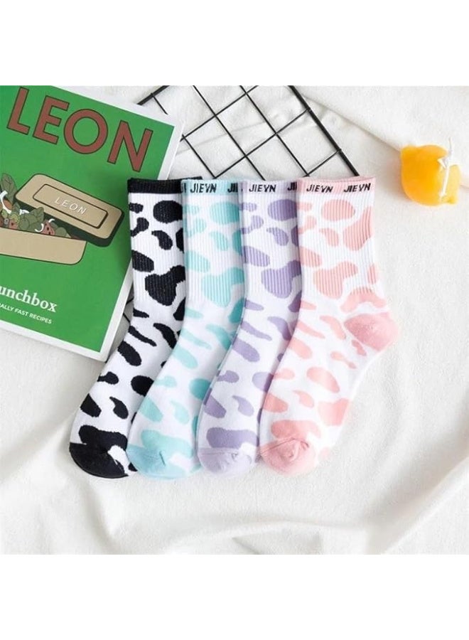 Trendora Women's Cotton Long Socks, Multi Color,Pack of 5 + 1 Pair Gift- Cotton Blend - Image 4