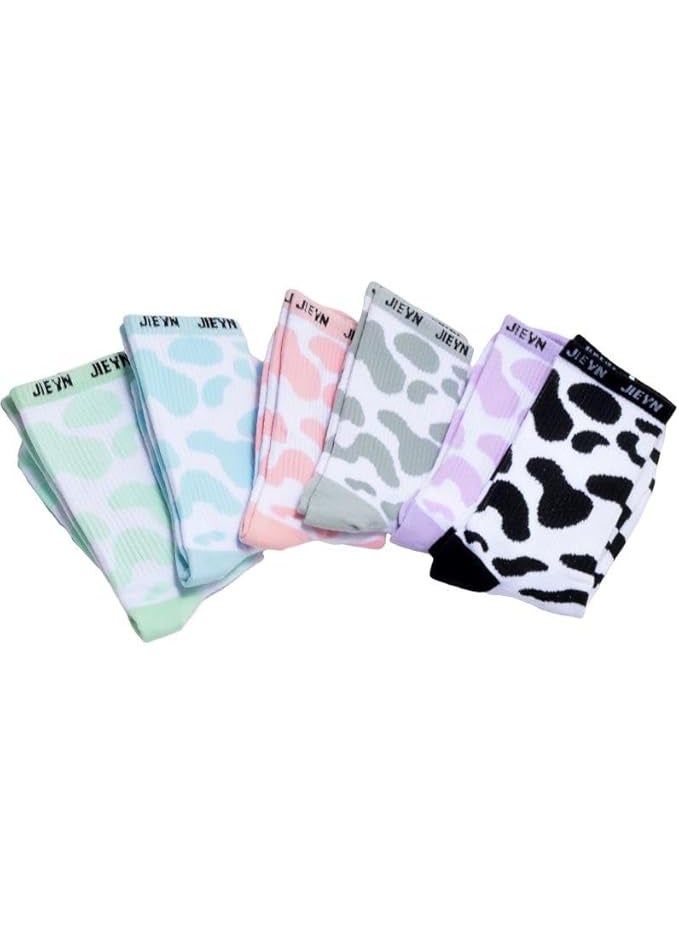 Trendora Women's Cotton Long Socks, Multi Color,Pack of 5 + 1 Pair Gift- Cotton Blend - Image 3