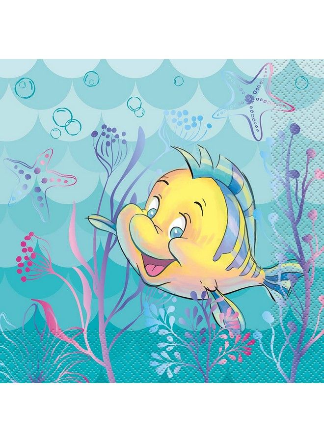 Unique Disney The Little Mermaid Paper Luncheon Napkins ; 7" X 7" ; 16 Pcs - Image 2