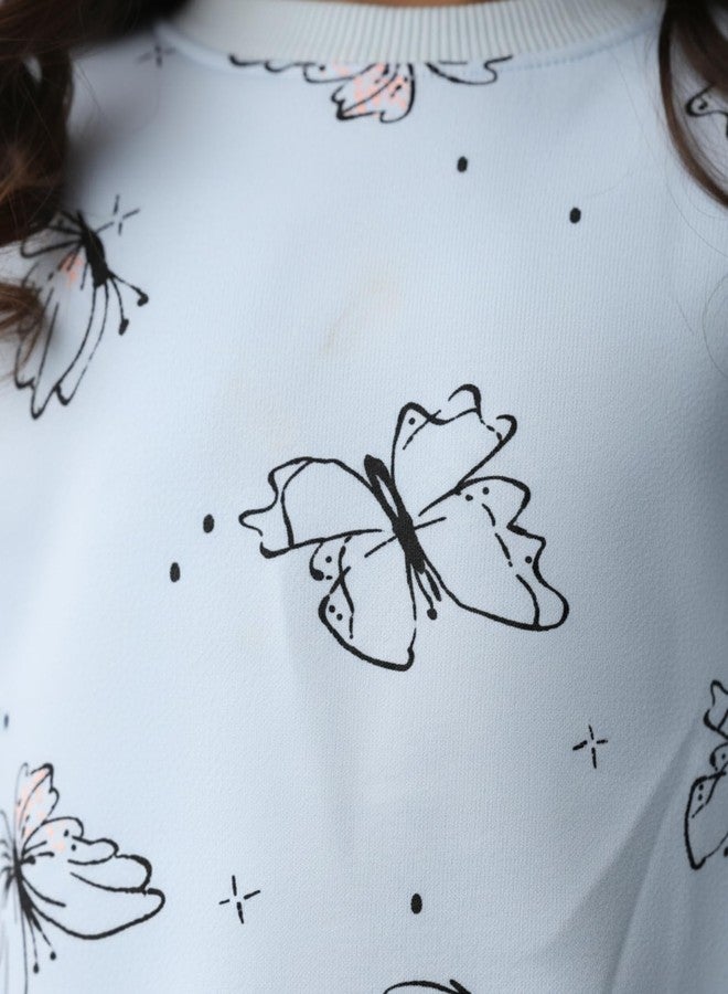 ANTHRILO Butterfly Blue Girls Fleece Black Jogger Set - Blue/Black | 0-6 Months - Image 5