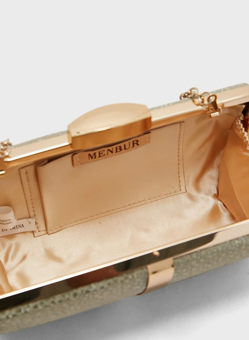 MENBUR Metal Textured Clutch