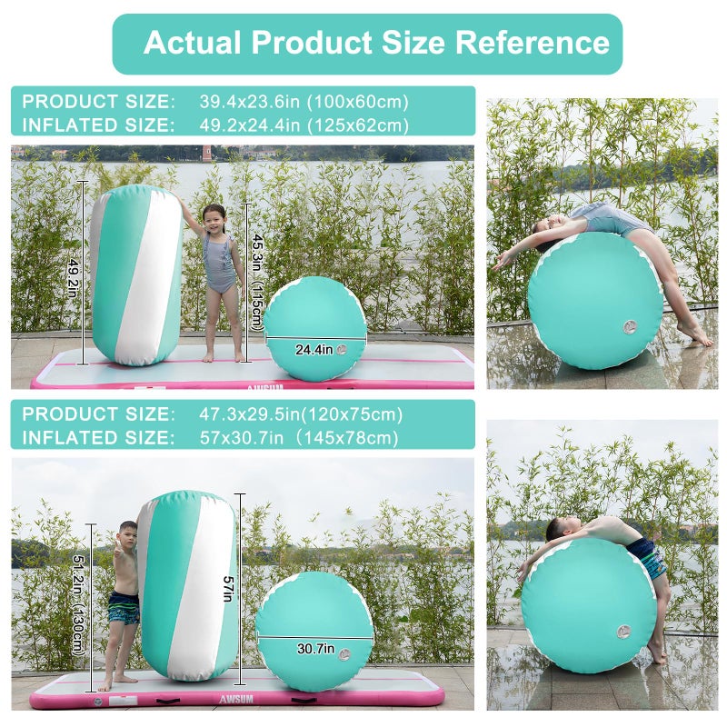 AWSUM Gymnastics Tumbling Equipment Barrel Inflatable Air Roller Thicken Octagon Mat back Handspring Trainer for Cheerleading Training Home Use, Without pump - Image 4