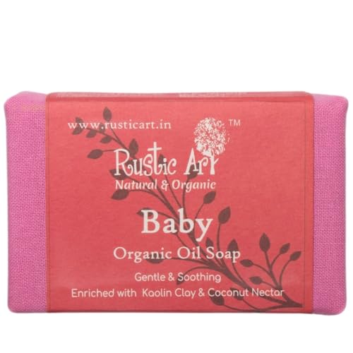 Rustic Art Baby Organic Soap | Cold-Processed Handmade | Coconut Nectar, Aloe & Coconut Milk for Delicate Skin | Vegan, Natural | 100 g - Image 2