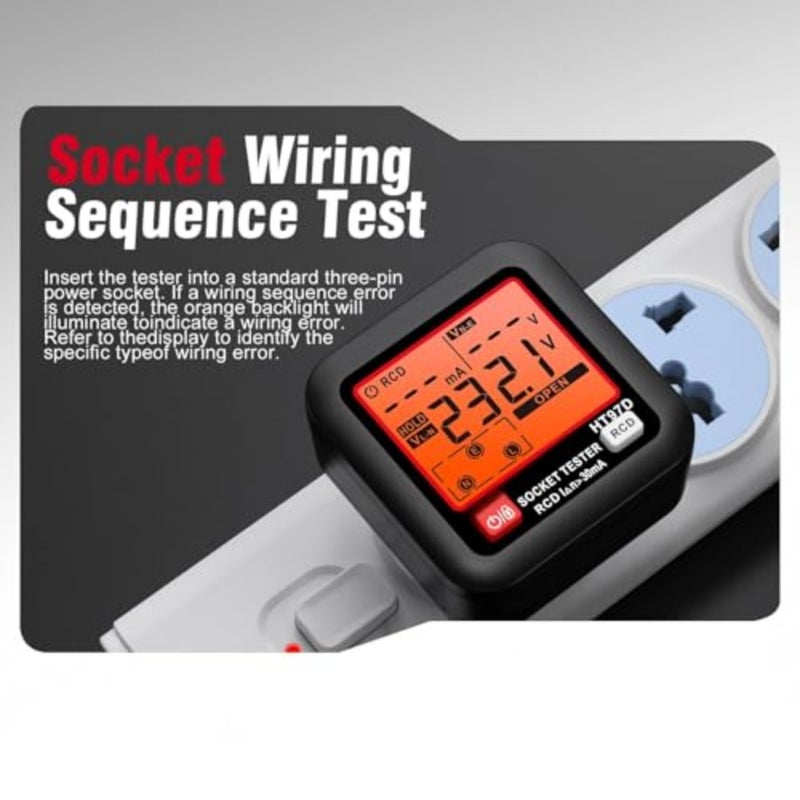 GFCI Outlet Tester with LCD Display, Receptacle Detector, Electric Voltage Tester for Standard 3-Wire 260V AC Voltage, Socket Checker 6 Visual Indicators/Wiring Legend for Home HT97E - Image 4