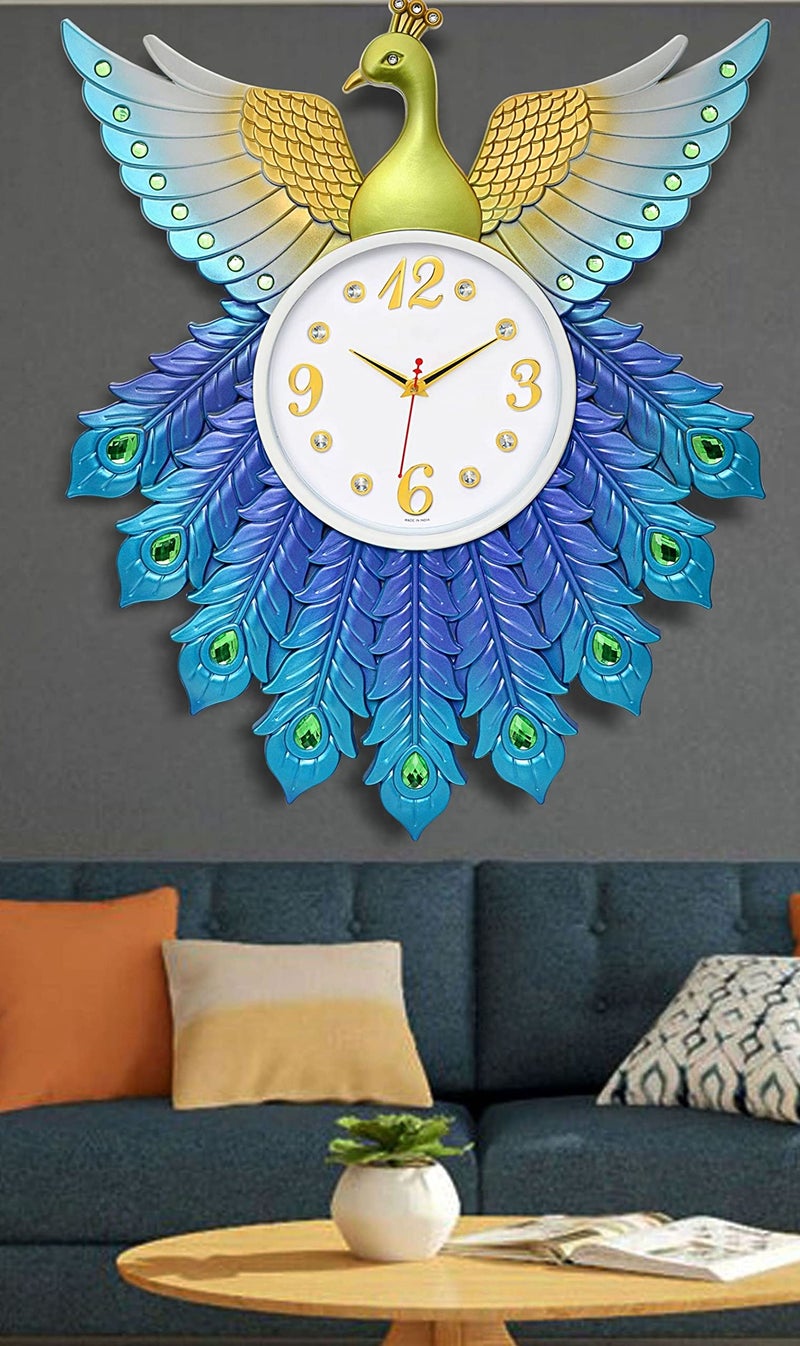 Harbour Plastic Antique Analog Latest Stylish New Models Wall Clock with Photo Frames (Size Height 58 cm X Width 48 cm, Blue)- Mz 921 SN21 2 - Image 1