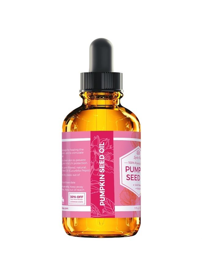 Leven Rose Pumpkin Seed Oil, 100% Pure Cold Pressed Natural Moisturizer for Dry Hair Rough Skin and Nails 1 oz - Image 1