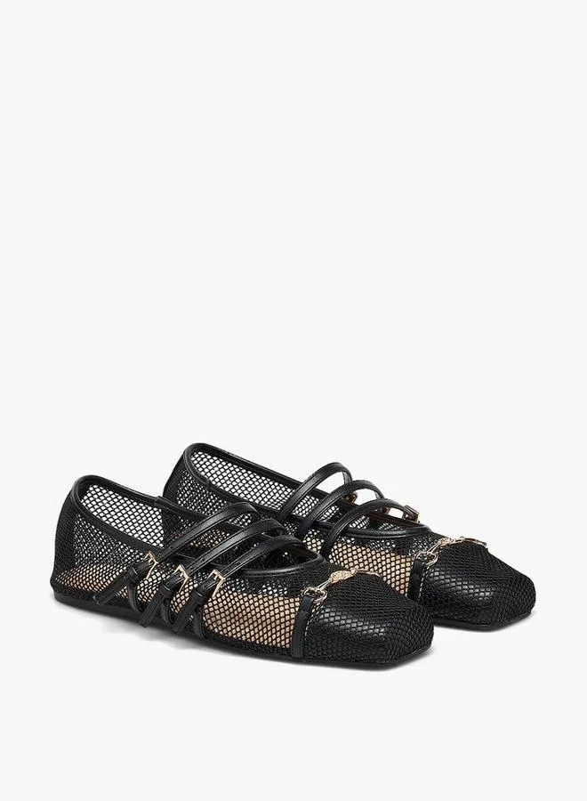 Women Buckle Closure Ballerina Shoes