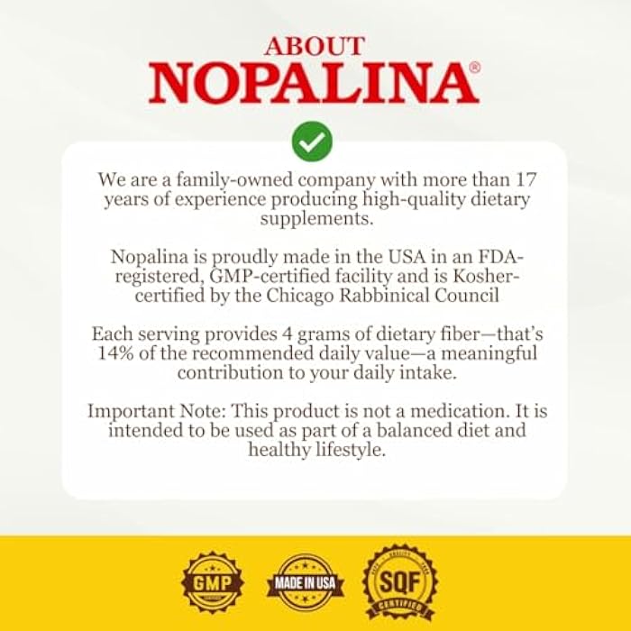 Nopalina Fiber Formula | 120 Capsules | Flax Seed, Psyllium, Oat and Wheat Bran, Omega 3, 6 & 9 | Gut Health & Regularity | The Original - Image 5