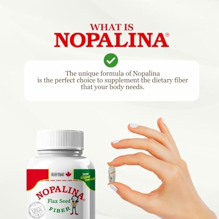 Nopalina Fiber Formula | 120 Capsules | Flax Seed, Psyllium, Oat and Wheat Bran, Omega 3, 6 & 9 | Gut Health & Regularity | The Original - Image 4