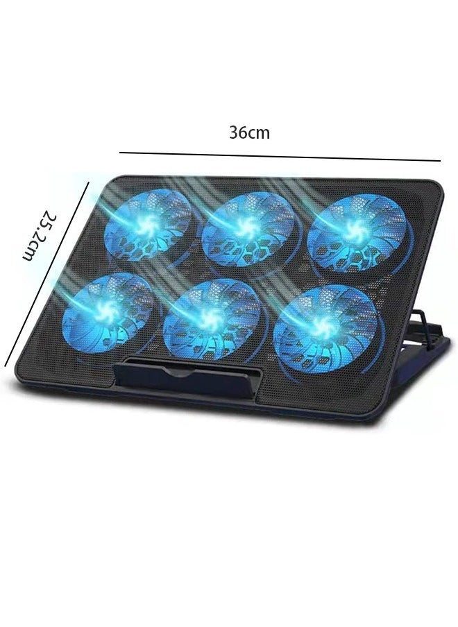 joyzzz Laptop Cooling Pad, Adjustable Laptop Cooling Fan, Portable Laptop Cooler with 6 Quiet Fan LED Lights, Gaming Laptop Cooling Pad for Laptops Below 18 Inches  - Image 2