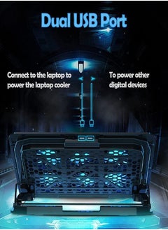 joyzzz Laptop Cooling Pad, Adjustable Laptop Cooling Fan, Portable Laptop Cooler with 6 Quiet Fan LED Lights, Gaming Laptop Cooling Pad for Laptops Below 18 Inches  - Image 4