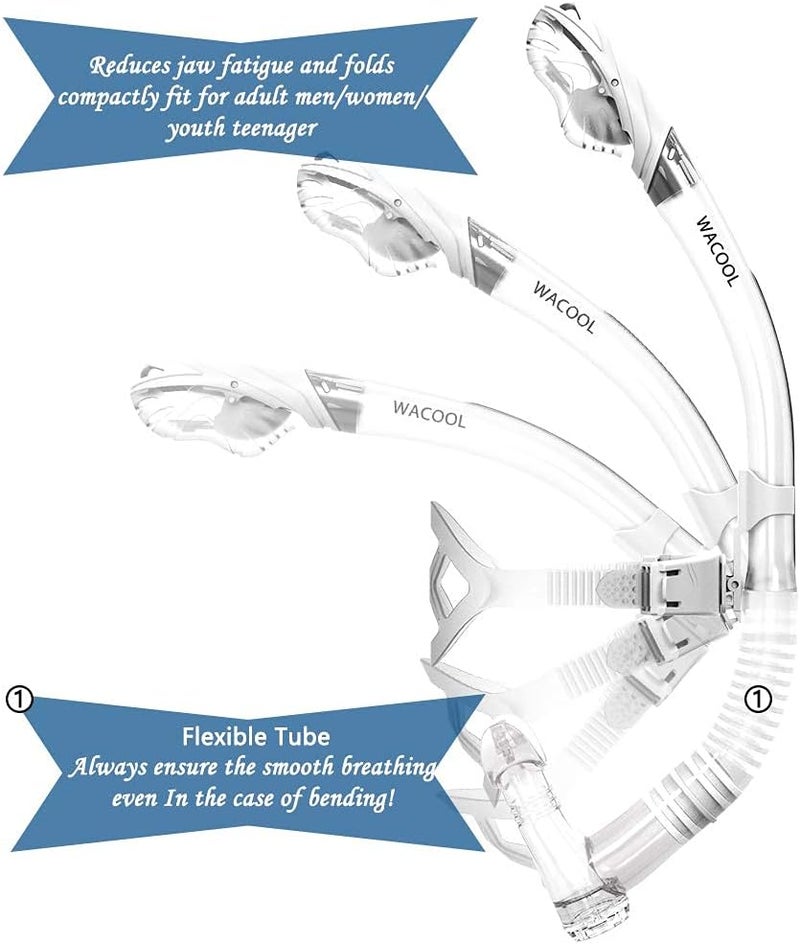 WACOOL Training Headstrap Support Dry Top Snorkel Tube Comfortable Mouthpiece One-Way Purge Valve for Pool Open Water Scuba Lap Swimming Swimmer Diving Snorkeling - Image 3