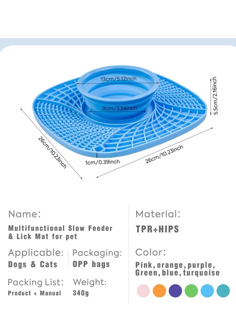 حصيرة سنفل من السيليكون مع وعاء ماء، حصيرة لعق للكلاب والقطط، حصيرة تغذية بطيئة 3 في 1 مع شفط قوي، وعاء طعام متين قابل للغسل في الغسالة للأكل البطيء للكلب لتناول الطعام بسرعة - Image 2