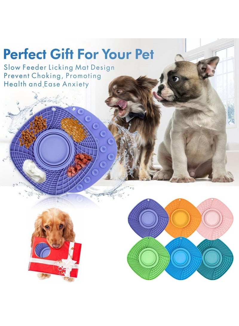 حصيرة سنفل من السيليكون مع وعاء ماء، حصيرة لعق للكلاب والقطط، حصيرة تغذية بطيئة 3 في 1 مع شفط قوي، وعاء طعام متين قابل للغسل في الغسالة للأكل البطيء للكلب لتناول الطعام بسرعة - Image 4