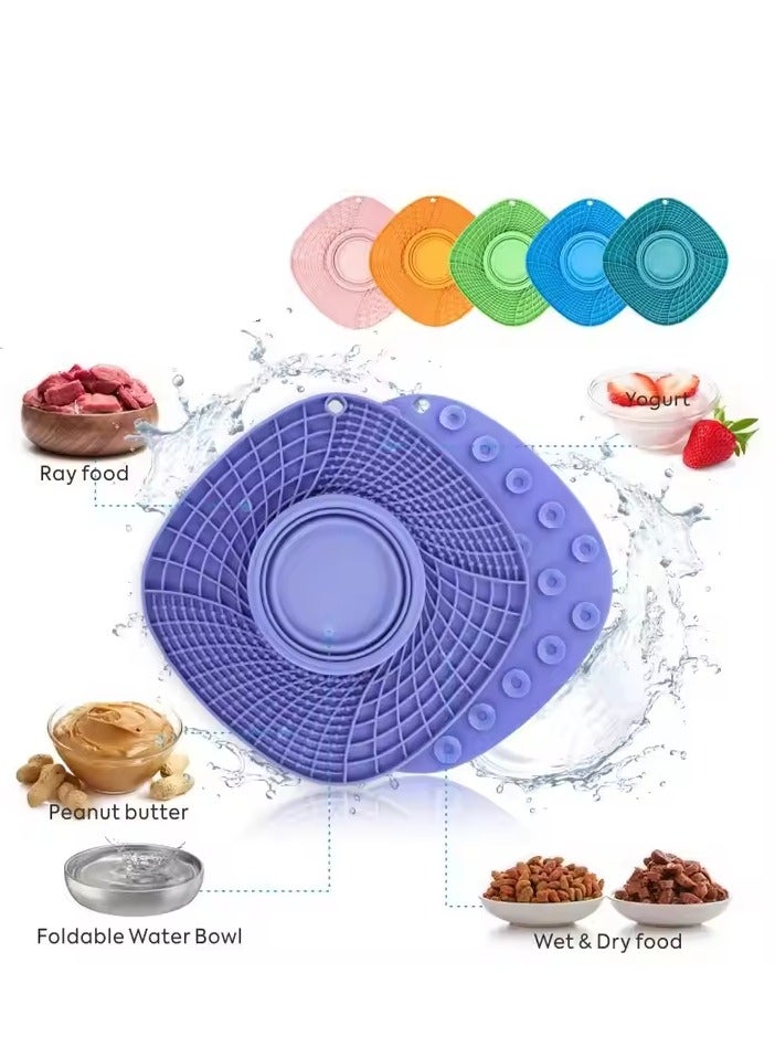 حصيرة سنفل من السيليكون مع وعاء ماء، حصيرة لعق للكلاب والقطط، حصيرة تغذية بطيئة 3 في 1 مع شفط قوي، وعاء طعام متين قابل للغسل في الغسالة للأكل البطيء للكلب لتناول الطعام بسرعة - Image 5
