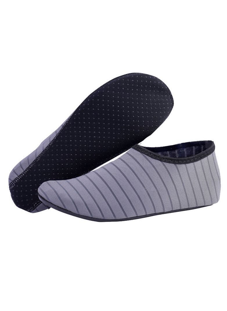 Generic Men/Women Stripe Beach Shoes, Socks, Soft Soles, Quick Drying, Anti Slip, Anti Cutting, And Wading Shoes Grey 