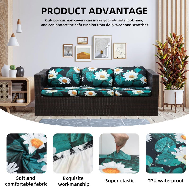 SUKAIKEQA Outdoor Cushion Covers Set,8PCS Waterproof Patio Furniture Couch Seat Slipcovers, Replacement for Sofa Sectional Chair(Coverï¼ŒOnly) - Image 3