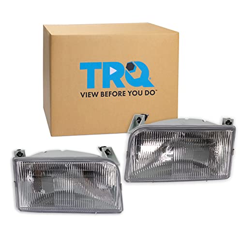 TRQ Headlight Assembly Set Headlights Driver & Passenger Side Halogen Compatible with 1992-1997 Ford F150 Truck 1992-1996 Bronco FO2502118 FO2503114 - Image 2
