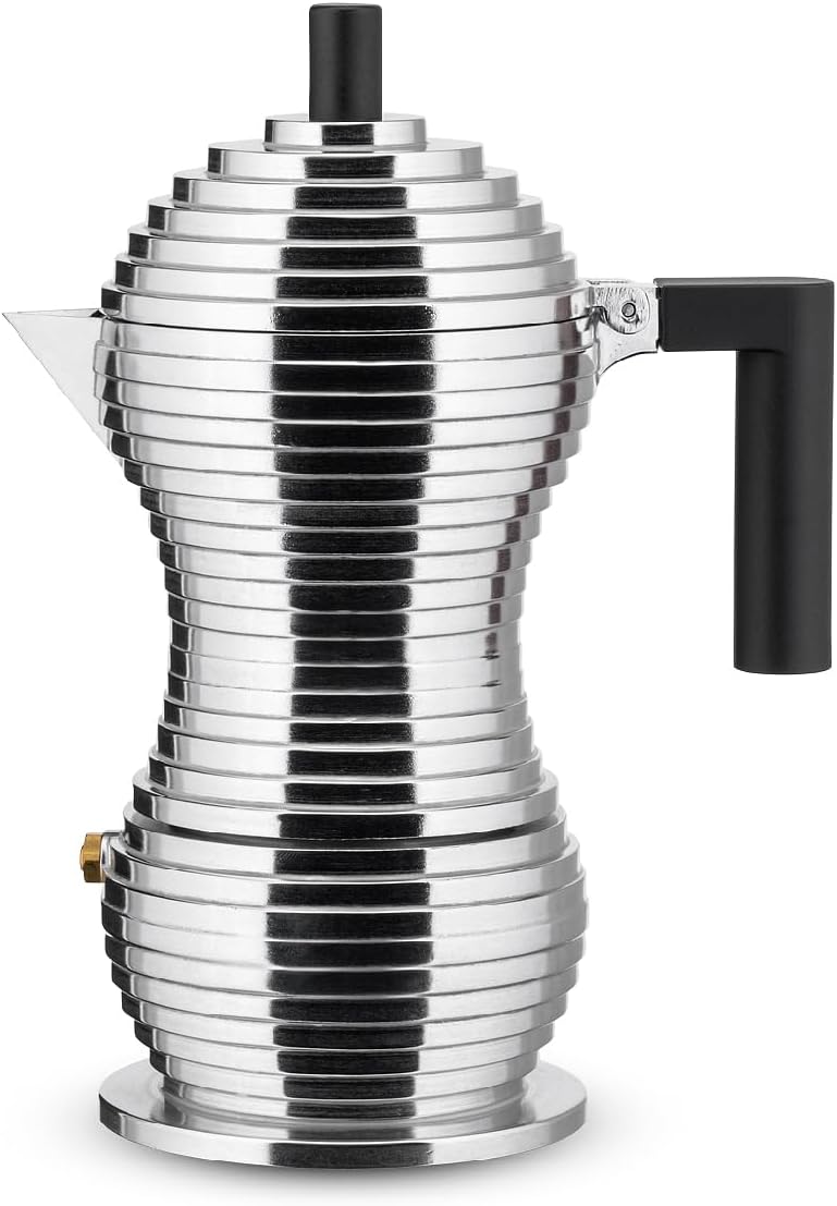 ALESSI موقد إسبريسو MDL02/3 B "بولشينا" 3 أكواب مع مقبض وزر من الألمنيوم، أسود - Image 3