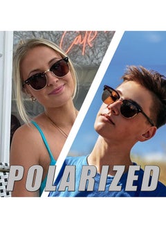 Joopin Semi Rimless Sunglasses Polarized Half Frame Shades For Women Men Sun Glasses Uv Protection Shady Rays Sunnies (Gloss Black+Brown)  - Image 2
