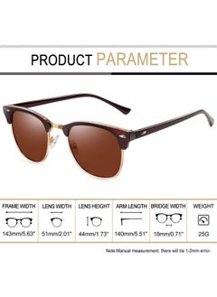 Joopin Semi Rimless Sunglasses Polarized Half Frame Shades For Women Men Sun Glasses Uv Protection Shady Rays Sunnies (Gloss Black+Brown)  - Image 4