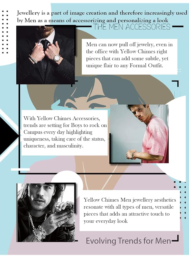 تشيميز أصفر أساور جلدية أنيقة باللون الأسود مزودة بمشبك مغناطيسي من الفولاذ المقاوم للصدأ للرجال والأولاد - Image 4