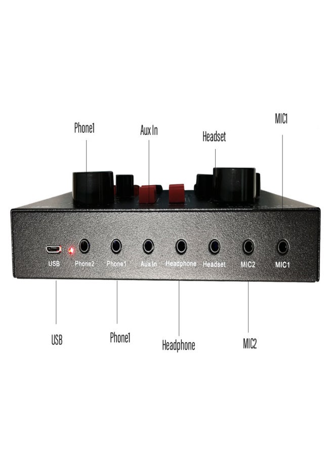 V8X PRO Multifunctional BT Live Sound Card Intelligent Audio Mixer Sound Card for Computers and Mobilephone Live Sound Mixer Board - Image 4
