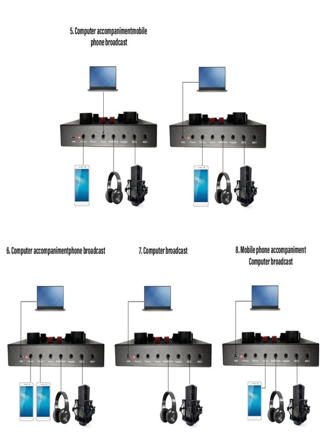 V8X PRO Multifunctional BT Live Sound Card Intelligent Audio Mixer Sound Card for Computers and Mobilephone Live Sound Mixer Board - Image 2
