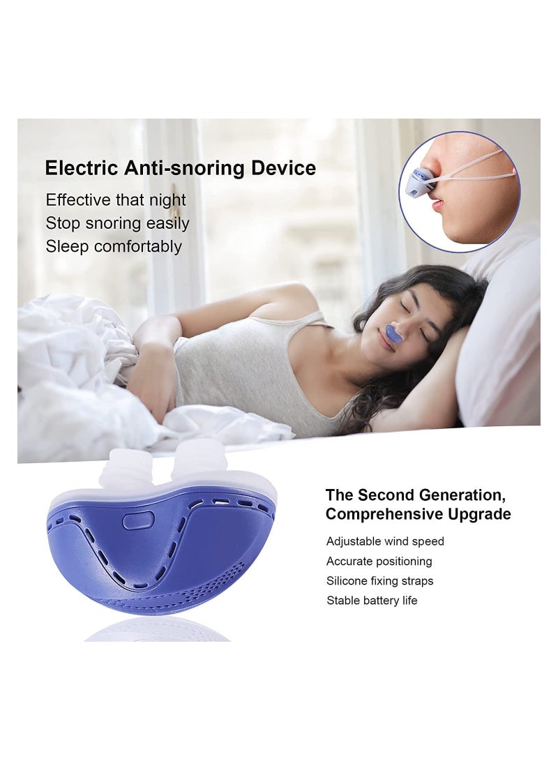 Anti Snoring Devices, Electric Snore Stopper Snoring Solution for Men Women, Adjustable Wind Speed Double Eddy Current Stop Snoring Sleep Aid Device Nasal Dilator Nose Vents Plugs Better Sleep - Image 2