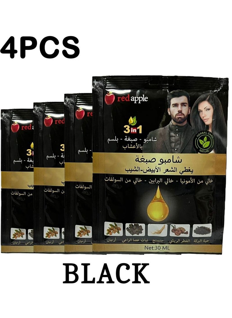 رد آبل شامبو صبغة شعر بالاعشاب أسود 4 قطعه في30مل 