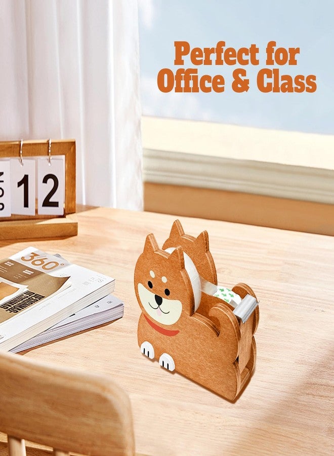 EQUNROY Wooden Tape Dispenser Desk - Cute Adorable Animal Design for Desk Organizing, 2-Pack Set Office & School Supplies (Black and Brown) (Dog) - Image 5
