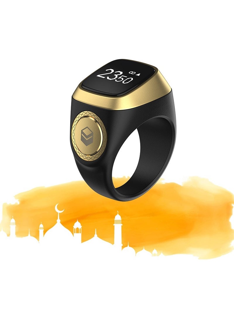 إيكيبلا حلقة ذكية تسبيح ذكر حلقة ذكية تعمل بتطبيق التسبيح وعداد الصلاة وتذكير الصلاة تكنولوجيا بلاستيكية مقاومة للماء حلقة 22 ملم سوداء - Image 1