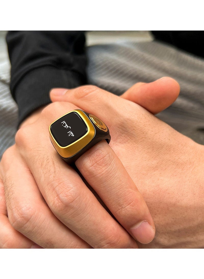 إيكيبلا حلقة ذكية تسبيح ذكر حلقة ذكية تعمل بتطبيق التسبيح وعداد الصلاة وتذكير الصلاة تكنولوجيا بلاستيكية مقاومة للماء حلقة 22 ملم سوداء - Image 5