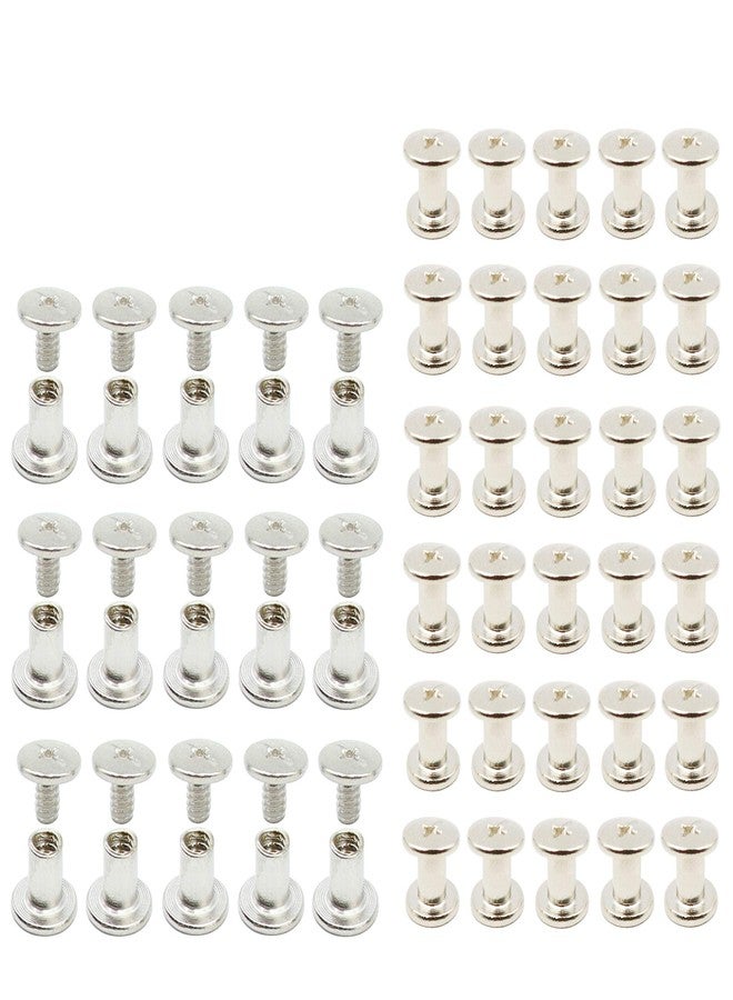LBY 100 Sets M5 x 6mm Chicago Screws, Binding Screw Posts, Book Screws, Binding Barrels and Screws Assortment Kit, for Leather Saddles Purses Belt Repair, Nickel-Plated - Image 1