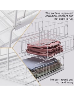 XiuWoo 3-Pcs Metal Foldable Stackable Closet Wardrobe Storage Box Organizer, Portable Wardrobe Storage Organizer, Clothes Storage Cabinet, Pull Out Drawer Organizer  - Image 2