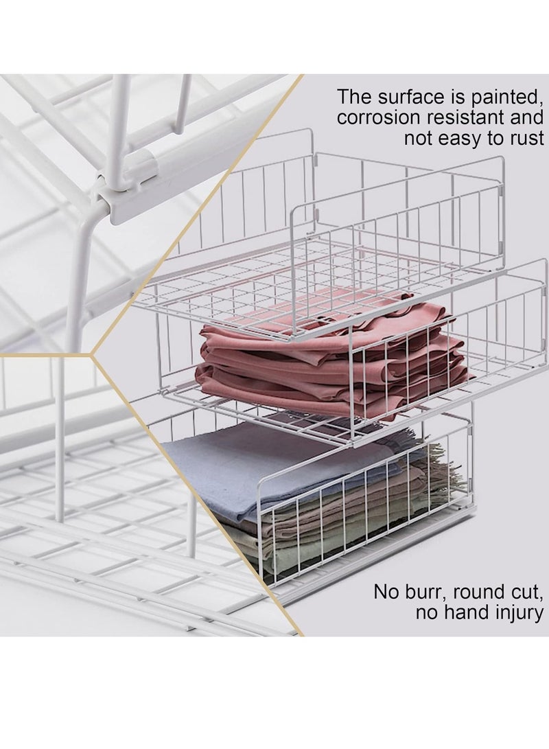 شو وو 3 قطع من صندوق تخزين خزانة الملابس القابل للطي والتكديس المعدني، منظم تخزين خزانة الملابس المحمول، خزانة تخزين الملابس، منظم الأدراج القابلة للسحب - Image 2