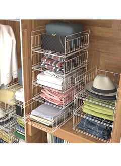XiuWoo 3-Pcs Metal Foldable Stackable Closet Wardrobe Storage Box Organizer, Portable Wardrobe Storage Organizer, Clothes Storage Cabinet, Pull Out Drawer Organizer  - Image 5