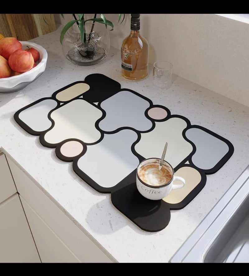 GRAVIN (60X40 CM) Dish Drying mat for Kitchen Water Absorbent mat Drying mat for Kitchen Utensils Large Dry mat for Kitchen Utensils Drying mat Water Absorbent mats Multi (Pack Of1 Heavy Quality) - Image 2