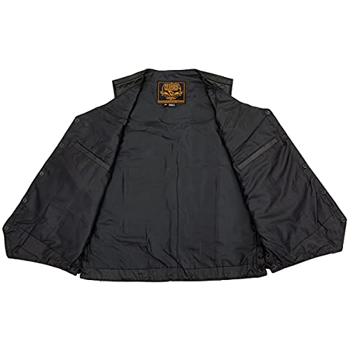 Milwaukee Leather سترة دراجات نارية جلدية كلاسيكية للرجال من ميلووكي SH1315 باللون الأسود مع إغلاق زر أمامي - 58 - Image 4