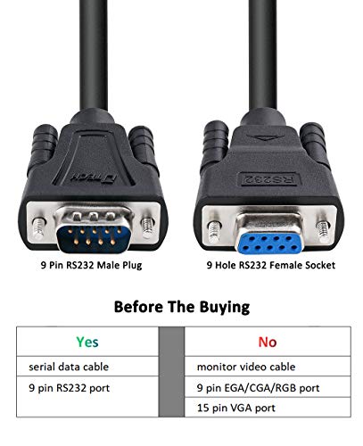 DTech 1.5ft COM Port Serial Cable Male to Female RS232 Extension 9 Pin Straight Through Cord (0.5 Meter, Black) - Image 2